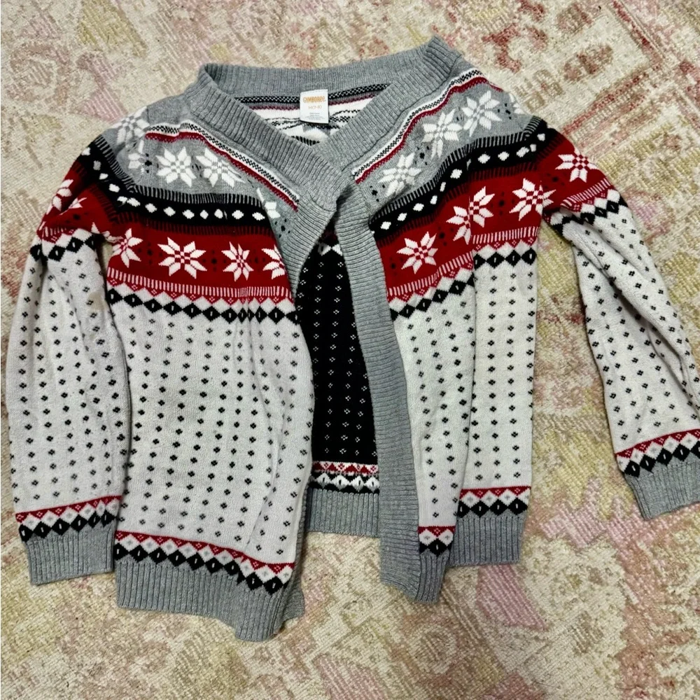 Gymboree Festive Red and Gray Cardigan